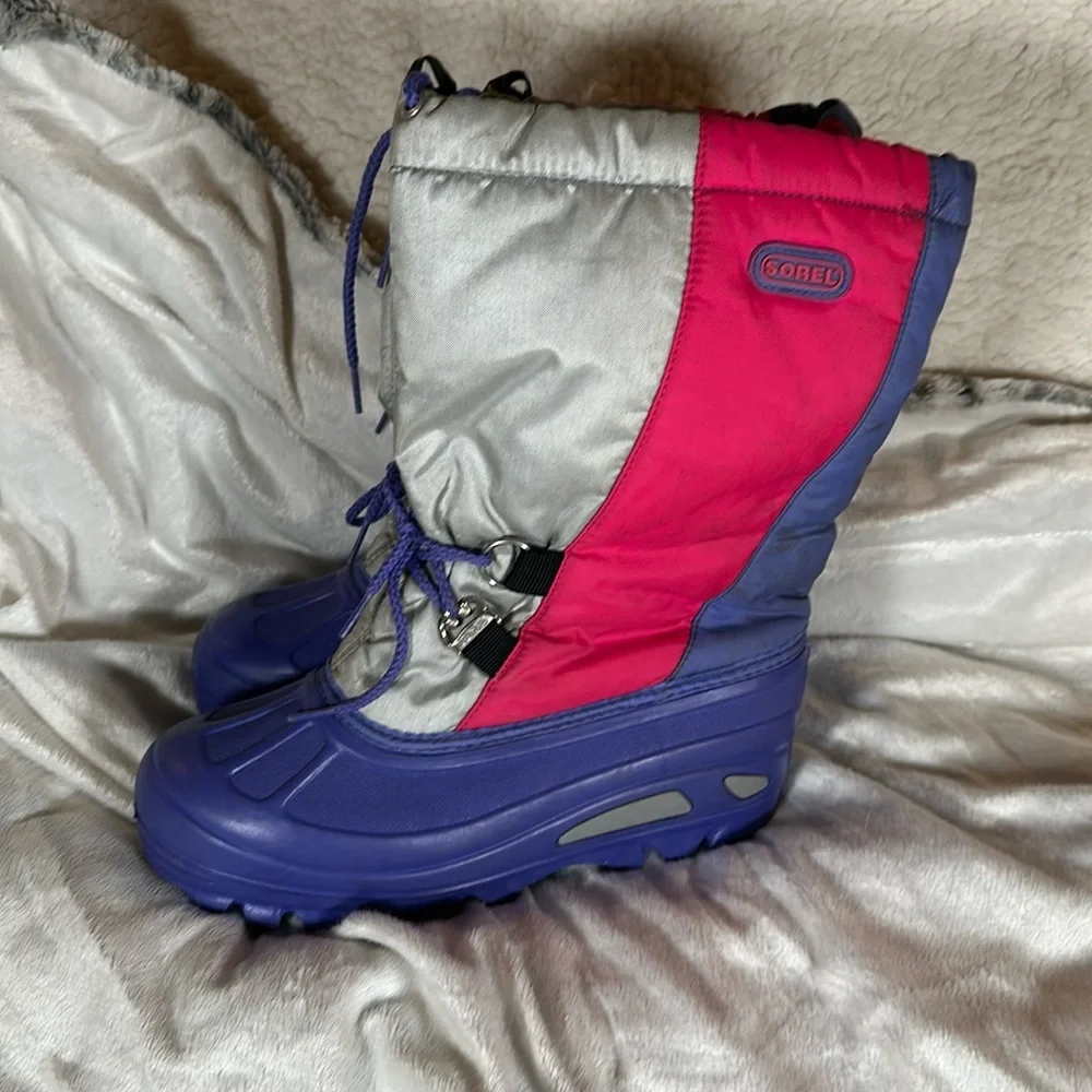Sorel Insulated Winter Snow Boots Size 6 Pink & Purple Waterproof